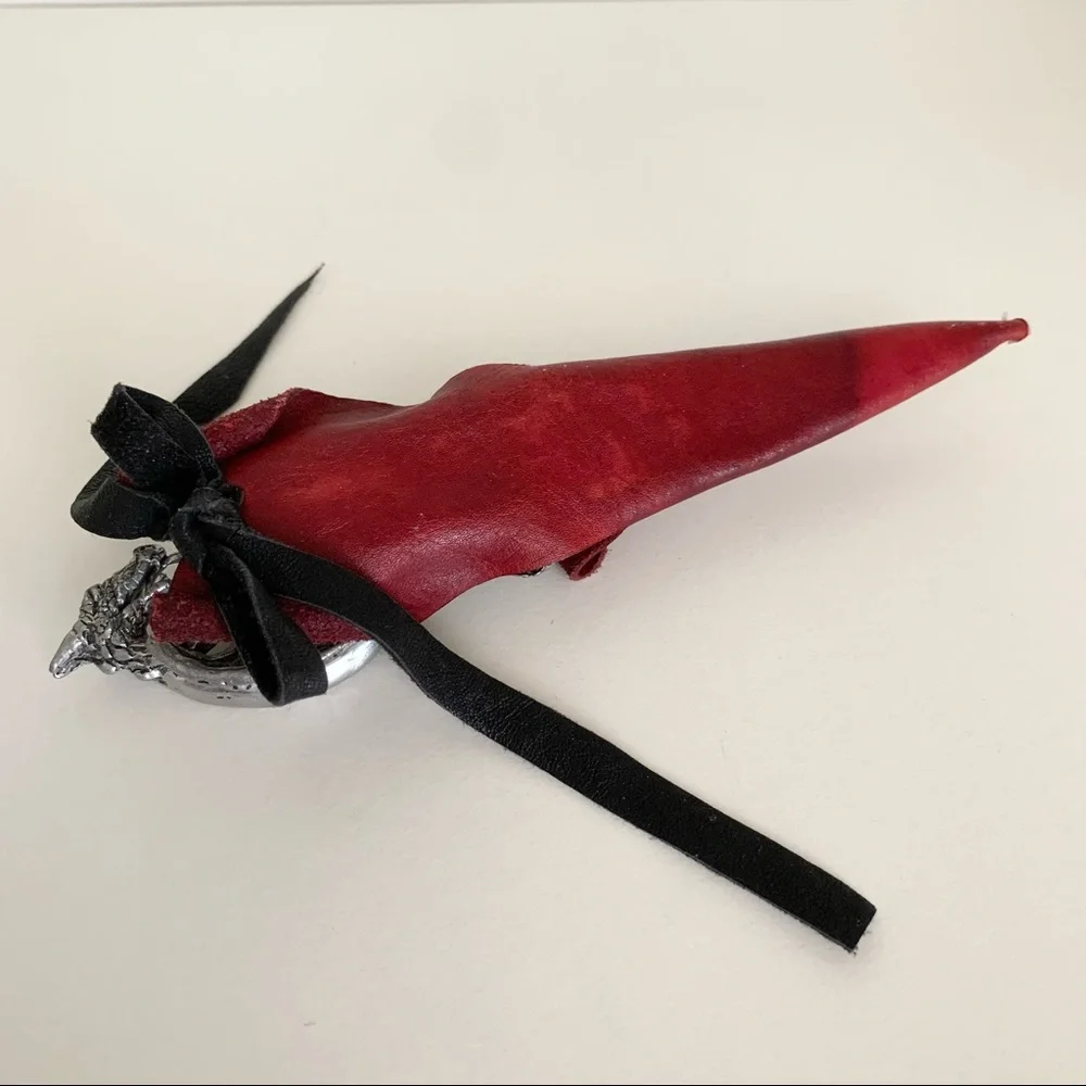 Vintage Medieval dragon letter opener in leather sheath
